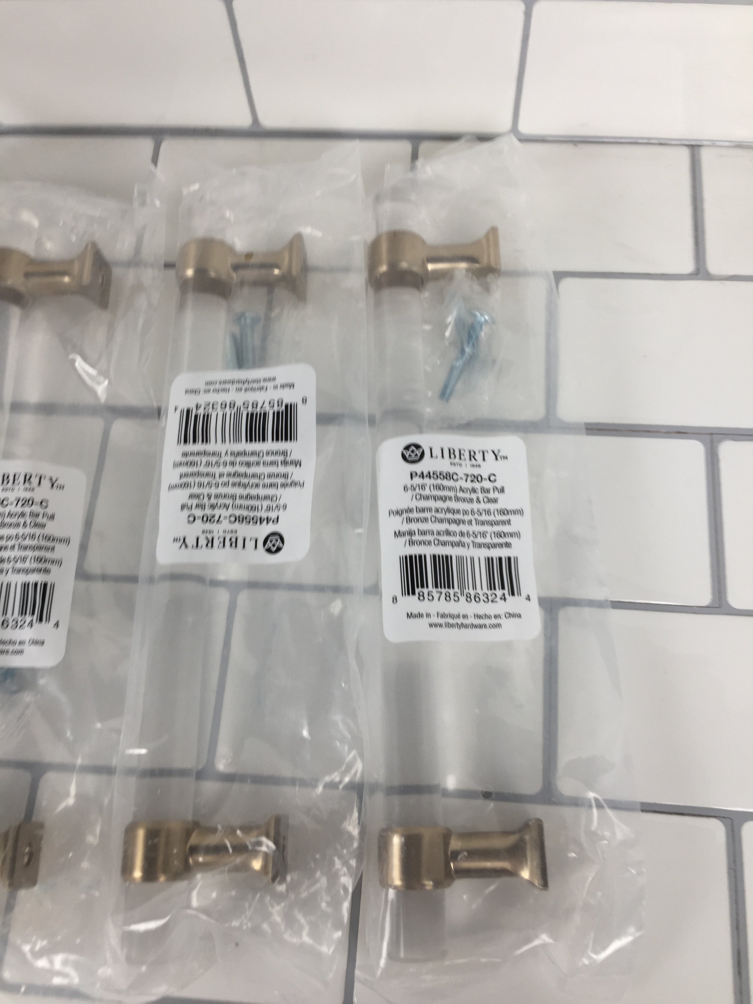 Acrylic Bar 6-5/16 in. Champagne Bronze and Clear Acrylic Drawer Pull (7443437617390)